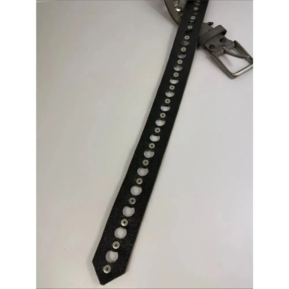 Brave Leather 1992 Gray Studded Cutout Belt Size 32 Made in Canada